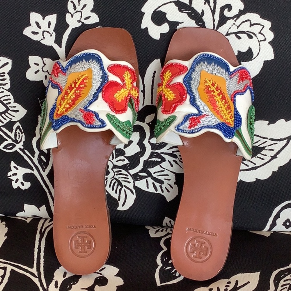 Tory Burch Colorful Embroidered Sandals - Picture 4 of 8